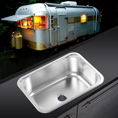 Zubehör für Wohnmobile: Quadratisches Spülbecken/Gemüseeimer 345245136 mm aus Edelstahl 304 mit 40 mm Abflussgarnitur für Wohnmobile, Wohnwagen, Yachten, Badezimmer und Küchen (GR-566) (1/5)