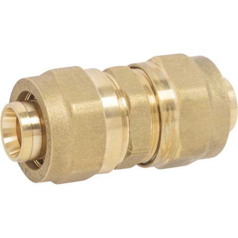 RACCORDO DIRITTO DOPPIO A COMPRESSIONE PER TUBO MULTISTRATO APE Ø20 (2,0) x Ø20 (2,0) mm