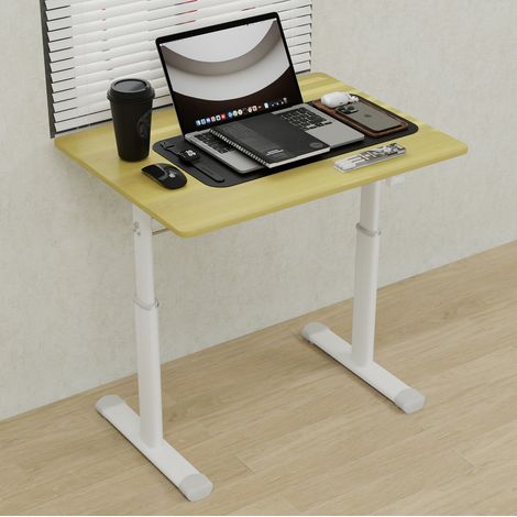 Scrivania regolabile in altezza 80 x 60 cm, a manovella, seduta-in piedi, legno e metallo DESVIAE (1/5)