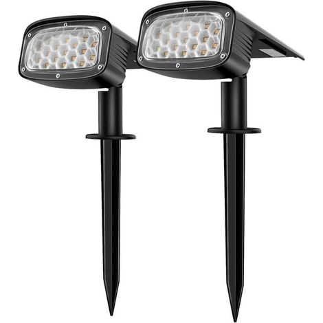 Projecteur solaire d'extérieur, lampe solaire de jardin étanche à 34 LED, installation de projecteur solaire 2 en 1 à 3 modes pour chemin de patio, 2 PACK (1/4)