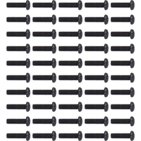 50 vis à métaux à tête cylindrique en acier DIN 7985, entièrement filetées, zinguées noires, M3x10 (1/5)