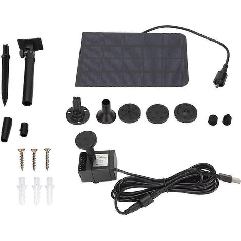 Pompe à eau solaire pour fontaine/bassin, 200 litres/heure, alimentation USB, pour fontaine de jardin paysager (1/4)