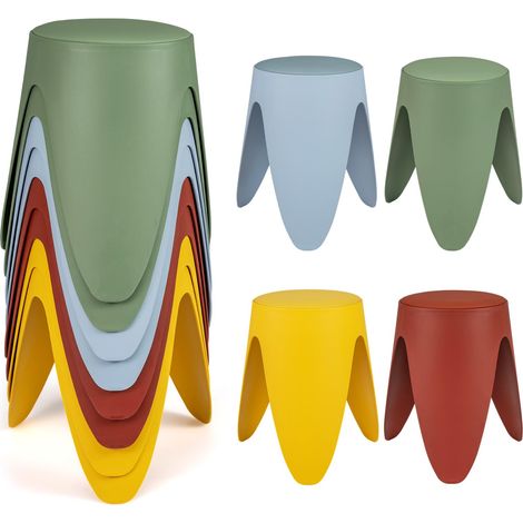 lot de 8 tabourets en plastique empilables colorés chaises gigognes flexibles siège rond portable sans dossier salle de classe école primaire stable (1/5)