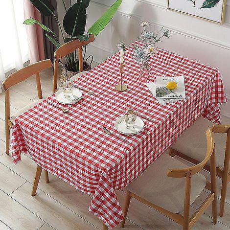 Rechteckige Tischdecke mit Vichy-Karo – Fleckenabweisend, wasserdicht und waschbar, ideal für Picknicks und Gartenpartys (6 Größen, 5 Farben) – 60 cm x 60 cm – Rot
