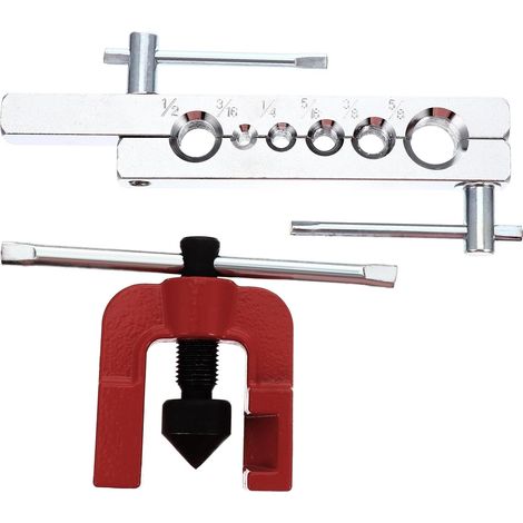 Outil D'évasement Réfrigération en Acier Renforcé Rouge Camping, Rotation Fluide, Serrage et Retrait Faciles, pour Tubes Cuivre et Acier Doux (1/5)