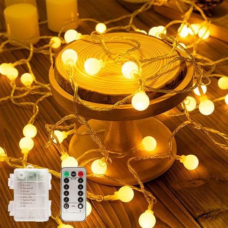 Guirlande Lumineuse Exterieure, 10M 100LEDs Guirlande lumineuse LED à Pile, Étanche IP44, 8 Modes avec Télécommande Idéale pour le Balcon, Chambres, Mariage, Noël Décoration (Blanc Chaud) (1/5)