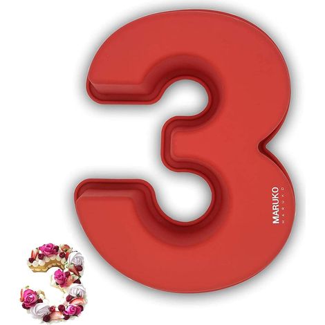 Moule Gateau Chiffre 3, Number Cake Moule, Grands Moules à Gâteau 3D en Silicone, Forme de Pour Anniversaire et Mariage, 26,5 cm - 3