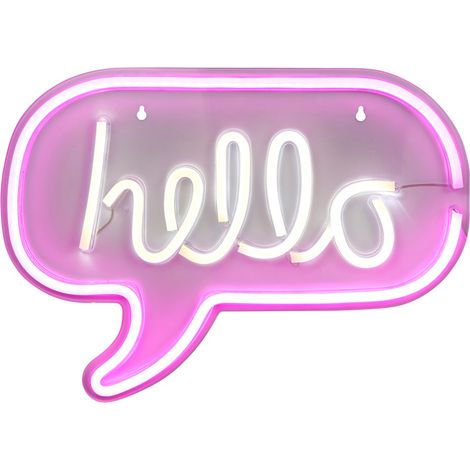 Litecraft Glow Hello Neon Wall Light Children's Lighting - Pink (1/5)