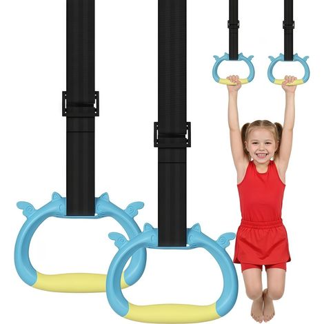 Anneaux de gymnastique pour enfants, équipement de gym à domicile, sangles réglables, anneaux de traction pour l'entraînement physique (1/5)