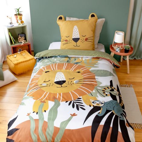 Set biancheria da letto in microfibra reversibile con stampa savana, 140cm