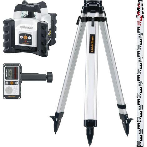 Laserliner Rotationslaser mit Stativ und Nivellierlatte - Rotations Laser rot Quadrum Compact 210 S Set