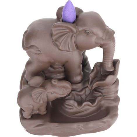 Brûleur d'encens à reflux en forme d'éléphant, porte-encens cascade, ornement décoratif pour aromathérapie (1/5)
