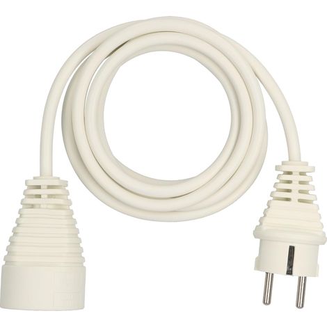 Rallonge prolongateur électrique, 2m H05VV-F 3G1,0, Blanche (1/5)