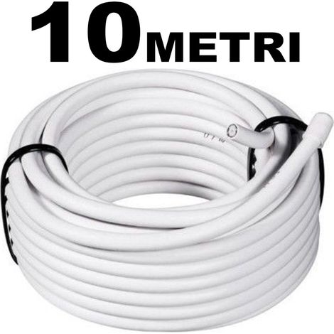 TrAdE Shop Traesio - Cavo Prolunga 10mt Coassiale Tv Antenna Digitale Terrestre 75ohm Cablato Bianco - (1/2)