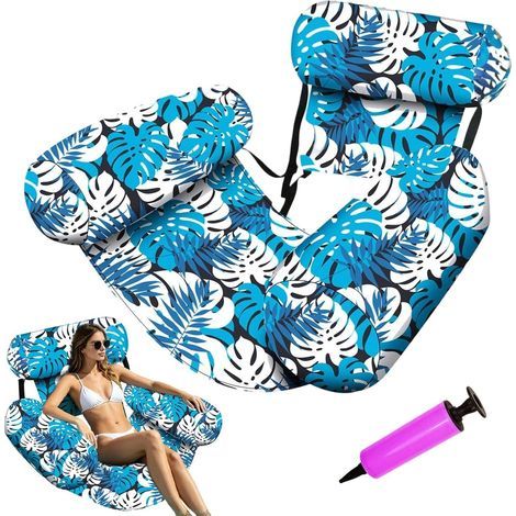 Aufblasbare Poolmatratze, schwimmende Hängematte für Erwachsene, mit Pumpe, Pool-Schwimmhilfe, aufblasbare Matratze, schwimmende Stühle mit bequemen Rückenlehnen (1/5)