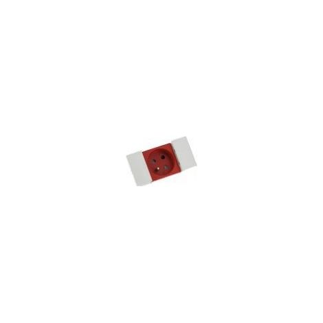 Prise 2P+T Logix à détrompage -2 modules- 16A - 250V -Bornes auto-Rouge RAL 3020 (49045)