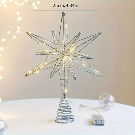 1 étoile lumineuse décorative pour sapin de Noël, étoile lumineuse à cinq branches pour décoration de fête de Noël ( (1/5)