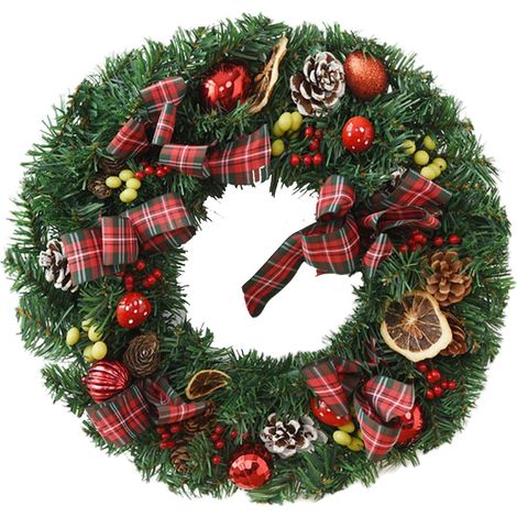 Couronne de Noël Panneau Bienvenue Couronne Noël Déco Ferme  Couronnes De Noël Artificielles Intérieur Extérieur Fêtes Porte D'Entrée Mur Fenêtre Manteau Ferme Joyeuses Décorations (1/5)