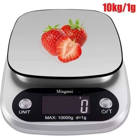 Digital kitchen scale - From 1g to 10kg - Stainless steel - High precision - LCD screen and battery included - AquaForge (1/4)