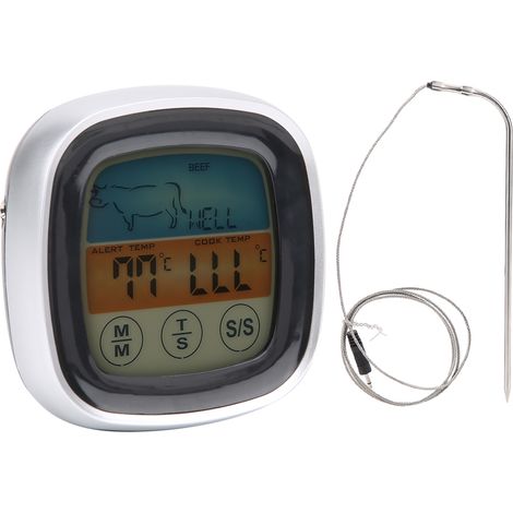 Fleischthermometer mit digitalem Touchscreen, Küchentimer und Gabel zum Grillen und Kochen (1/5)
