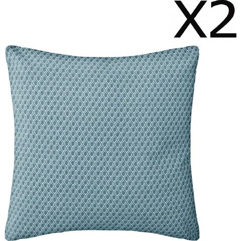 Lot de 2 Coussins bleu déhoussable - 38 x 38 cm -PEGANE-
