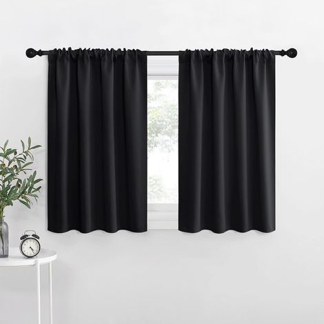 Rideaux courts de 91 cm de long, panneaux occultants pour couchettes de camping-car, rideaux de cuisine au-dessus de l'évier, rideaux occultants thermiques pour petites fenêtres (2 panneaux, 107 cm de (1/5)