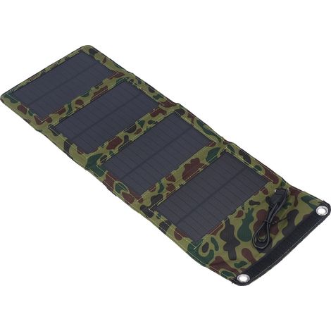 Hocheffizientes 7-W-Solarladegerät in Tarnfarben mit 5,5-V-1290-mA-USB-Anschluss für Mobiltelefone und Computer, ideal für Reisen im Freien. (1/5)