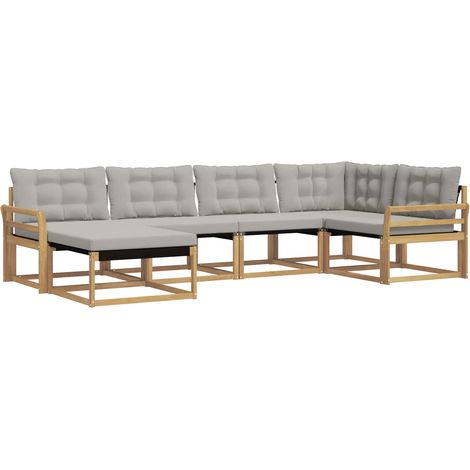 Conjunto de sofás de exterior 6 uds. Blanco y Gris Claro vidaXL (1/5)