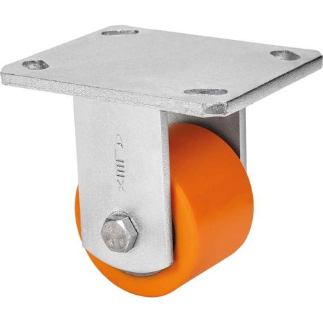 rueda fija 17slr80-vnb hierro-poliur.vulcanizado naranja eje bolas (1/3)