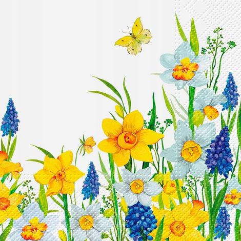 Tovaglioli di Pasqua con motivo FIORI PRIMAVERILI, 33x33 cm, 20 pezzi.