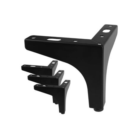 QORVA-Lot de 4 pieds de meubles de 10 cm (noirs), pieds de canapé, pieds de table en métal, pieds de meuble, adaptés aux canapés, meubles TV, tables basses, armoires et tables de chevet. (1/5)