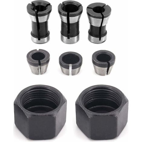6 Pièces HSS Tête de Mandrin, 6 mm 6.35 mm 8 mm Tête adaptateur Convertisseur pour perceuses Machine de Gravure, pour rogneuse Menuiserie électrique Pince de routeur Titulaire +2 écrous-LIAIKI (1/5)