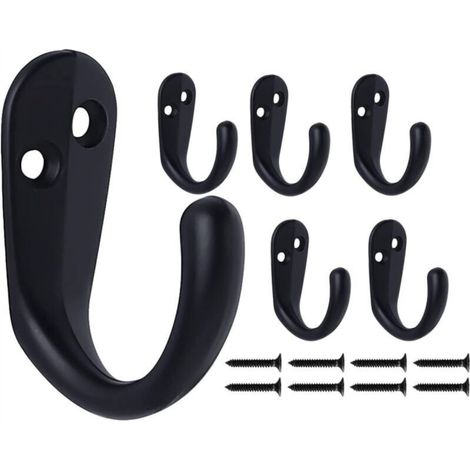 Gancio appendiabiti nero, 6 ganci da parete in metallo retrò resistenti, ganci singoli per casa, ingresso, cucina, camera da letto, bagno, garage