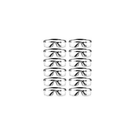 Lunettes de protection réglables anti-rayures avec verres transparents bleus – Lot de 12 – Adaptées aux chantiers, bricolage domestique, laboratoires et soudage (1/5)