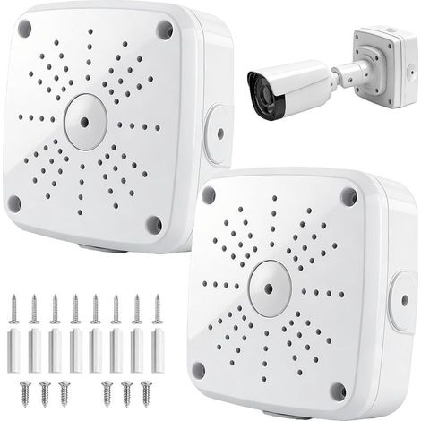 Lot de 2 boîtes de jonction universelles pour caméra de sécurité - Boîtier en plastique étanche - Kit de dérivation - Support de câble de dissimulation pour installation de panneau solaire/caméra dôme (1/5)