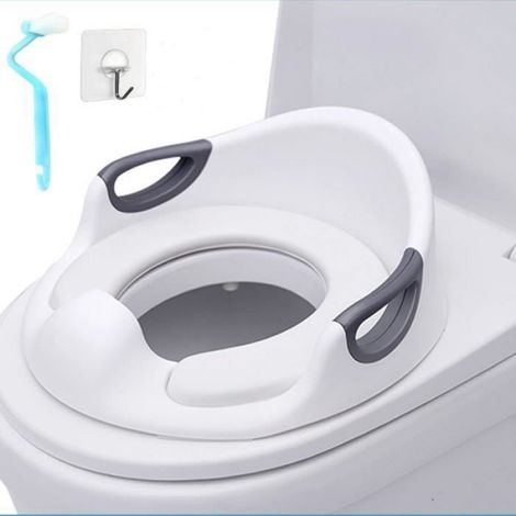 Réducteur De Toilette Bébé - Siège Pot Avec Coussin Amovible Et Poignées - Blanc - Pour Enfants À Partir De 12 Mois (1/4)