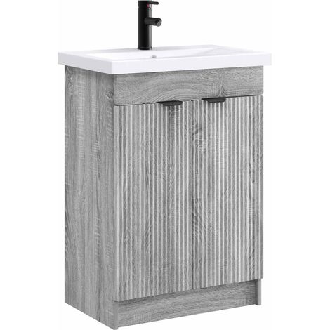 Badezimmermöbel-Set Grau Sonoma 56 x 37,5 x 81 cm Holzwerkstoff vidaXL
