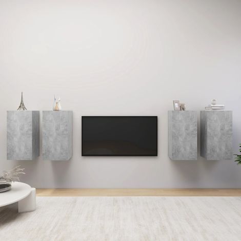 TV-Schränke 4 Stk. Betongrau 30,5x30x60 cm Holzwerkstoff