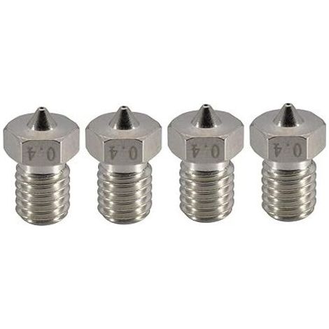 royaluxe-Lot de buses en Acier trempé pour imprimante 3D - Résistantes à l'usure - Filetage M6 - 0,4 mm - Pour extrudeuse V6 Hotend Titan Aero - Prusa I3 MK3 MK3S Anycubic I3 Mega - Imprimante 3D (4 x (1/5)