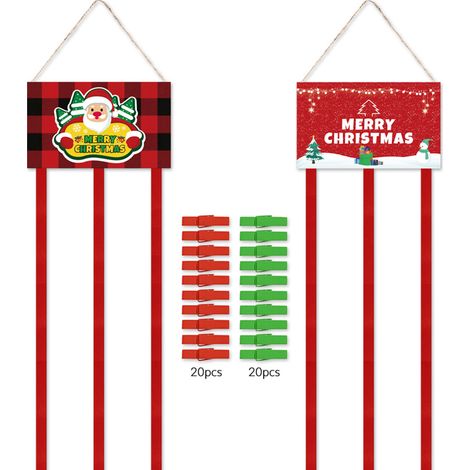 Dekorativer Weihnachtskartenhalter aus Filz zum Aufhängen mit 40 Fotoklammern, Collage-Rahmen, Party-Weihnachtskarten (1/5)