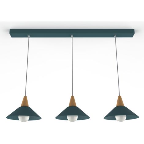 LUMICOM FUNNEL Sospensione Binario, 3X E27, max 42W, metallo, Blu, D.25cm L.100cm (1/4)
