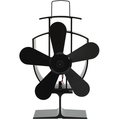 Ventilador de estufa accionado por calor 5 aspas negro vidaXL