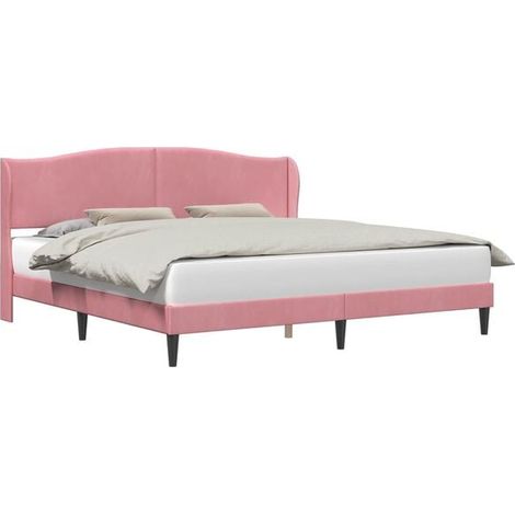 Cadre de lit en velours rose avec tête de lit, 180 x 200 cm (1/5)