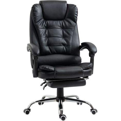Fauteuil de bureau, fauteuil de direction, grand confort, dossier réglable, roulettes, PU, 64,5 x 69 x 117 cm, noir