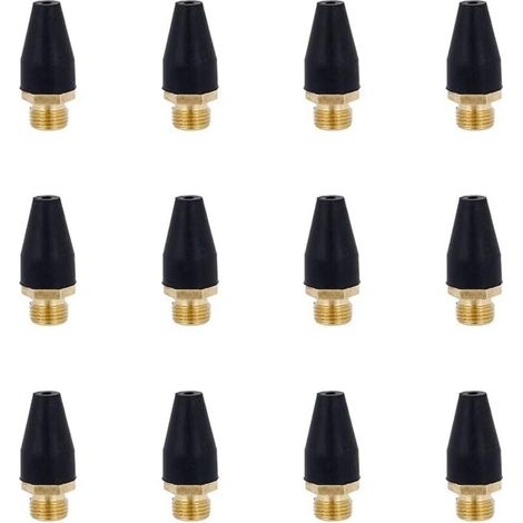 12 Pcs Alliage Noir en Caoutchouc Air Outil pour Air Buse Pointe Alliage Soufflette en Caoutchouc Pointe pour Air Outil Accessoires Air Souffler Outil pour Gonfler (1/4)