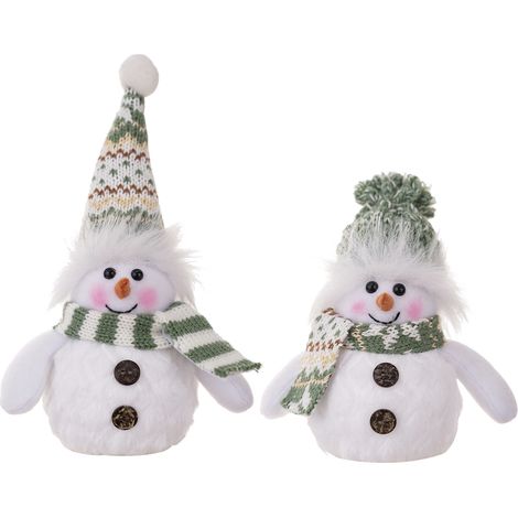 Juego de 2 luces LED con forma de muñeco de nieve con gorros de punto, coloridas decoraciones navideñas. Luces LED con forma de muñeco de nieve (1/5)