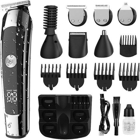 Tondeuse à cheveux professionnelle pour hommes, rasoir et tondeuse multifonctions 5 en 1 avec écran numérique LED