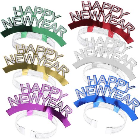 6 Pièces diadème du Nouvel an Fournitures de fête du Nouvel an 2024 Chapeau de fête du Nouvel an Bandeaux Hair Charms Hair Toppers Coiffe du Nouvel an Bandeau Papier Nouvel an (1/5)