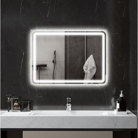 Specchio da bagno LED 70 x 50 cm Bluetooth, antiappannamento, 3 colori luce (1/5)