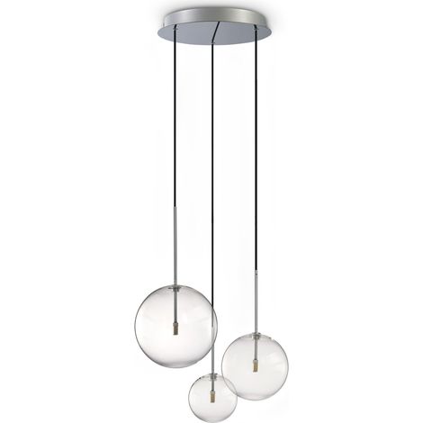 Ideal Lux Sospensione Moderna Equinoxe 3 luci G4 Cromo Metallo Vetro